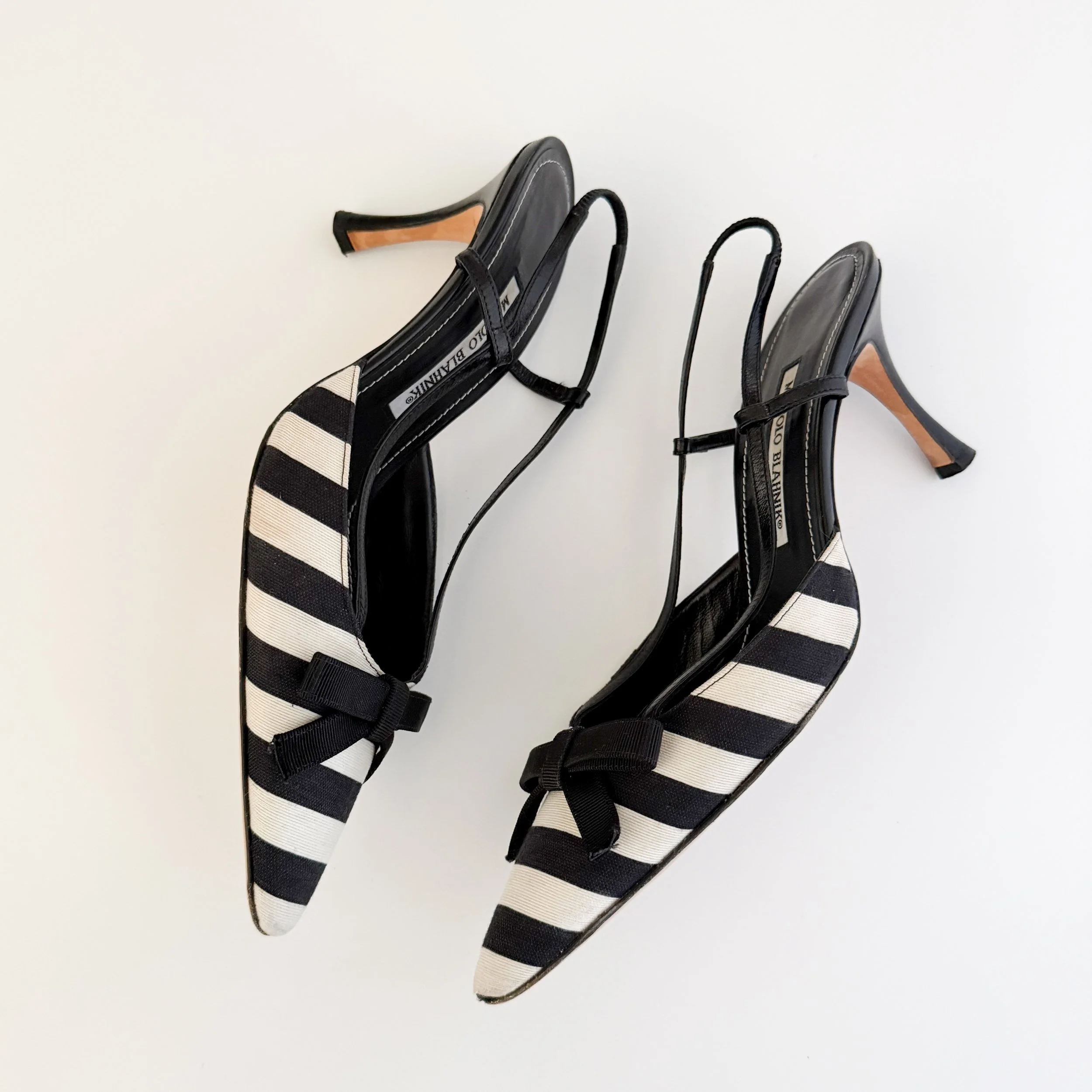 Prada Vintage Black & White Ribbon Bow Sandal Heels (US 10 / IT 40